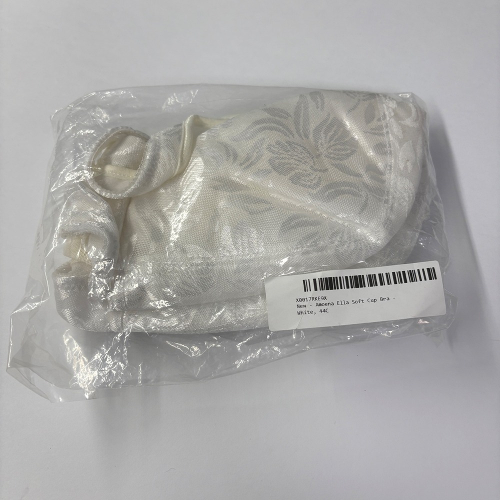 NWT Amoena Womens Ella Soft Cup Bra 44C White Floral Jacquard Pocketed 2133